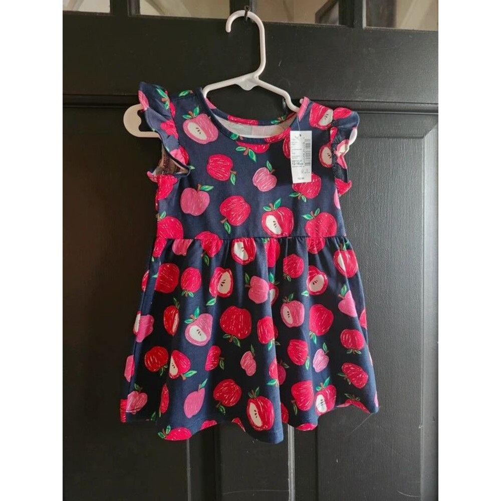 NWT The Children's Place Toddler Girl Apple Flutter Sleeve Dress Size 12-18m